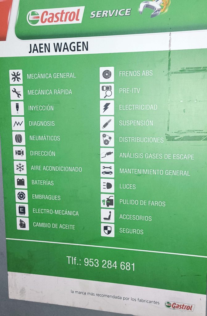 Lista de servicios del taller